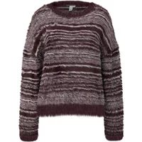 Women’s Striped Fuzzy Knit Oversized Pullover QS