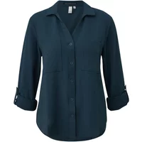 Leicht strukturierte Bluse mit hochrollbaren Ärmeln für Damen QS