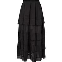 Boho Frauen Midikleid mit schwingendem Saum und Rüschen QS