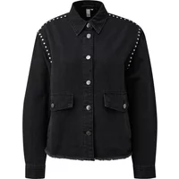 Schwarze Jeans-Hemdjacke Damen QS Oversize Fit