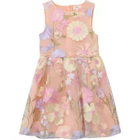 Kurzes Mesh-Kleid mit Blumenmuster und Applikation Mädchen s.Oliver