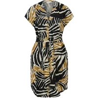 Ärmelloses Jersey-Kleid aus gemischtem Leinen mit Allover-Print und Raffung für Damen s.Oliver