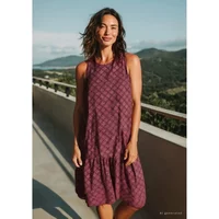 Ärmelloses Kleid aus bedruckter Viskose mit Raffung Damen s.Oliver