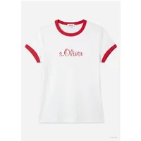 T-Shirt mit figurbetonter Passform, kontrastierendem Saum und Logo für Damen s.Oliver
