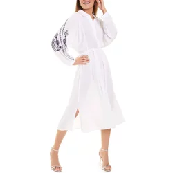 Mid-Length Long-Sleeve Summer Shirt Dress For Women Selmark