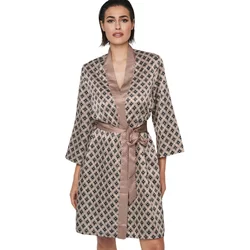 Women's Long Sleeve Kimono Dress Selmark P116 Satin Sublime