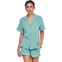 Kurzarm Schlafanzugshirt und Shorts Damen Selmark P119