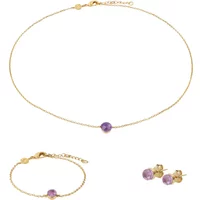 Amethyst necklace, bracelet and earrings set for women Sloya Aurora