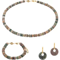 Necklace, bracelet, and earrings in Indian agate stone for women Sloya Blima