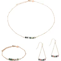 Aquatic agate stone necklace, bracelet, and earrings set for women Sloya Piana