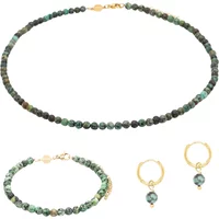 Necklace, bracelet and earrings set in African turquoise for women Sloya Serena