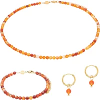 Necklace, bracelet, and earrings in carnelian stone for women Sloya Serena
