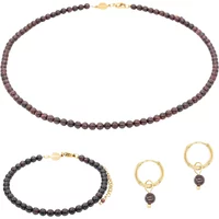 Garnet stone necklace, bracelet and earrings set for women Sloya Serena