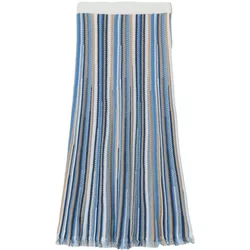 Vertical Stripe Skirt With Fringe For Women Stefanel