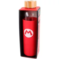 Stor Nintendo Super Mario Bros Glass Bottle w/ Silicone Lid