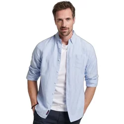Button-Down Linen And Organic Cotton Shirt Superdry Studios