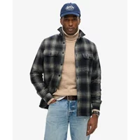 Checked zip-up wool overshirt with fleece lining Superdry