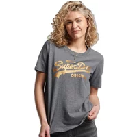 T-Shirt coll Bio-Baumwolle Frau Superdry intage Logo Scripted