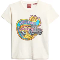 Eng anliegendes T-Shirt mit Neonmotiv, Damen Superdry Motor
