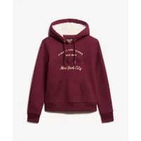 Women's hooded sweatshirt with metallic logo Superdry Luxe