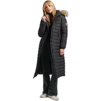 Long Hooded Puffer Jacket with fake fur for women Superdry