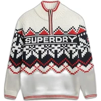 Intarsia patterned jumper with funnel neck for women Superdry