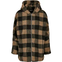 Women's fleece large sizes Urban Classics hooded oversized check sherpa