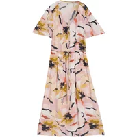 Mit Mustern bedrucktes Midi-V-Ausschnitt Kleid für Frauen Tom Tailor
