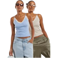 Women's lace V-neck tank top Urban Classics (x2)