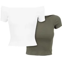 Gerippte T-Shirts mit freien Schultern, Damen Urban Classics (x2)