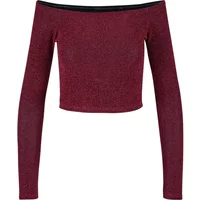 Langarm-Pullover mit Pailletten und freien Schultern, Damen Urban Classics