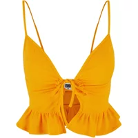 Tanktop mit Rüschen aus Waffelpiqué, Damen Urban Classics