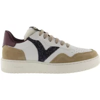 Women's split leather effect sneakers with sequins Victoria Madrid