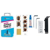 Velo Store - UK MTB inner tube repair kit with tools - box 4 patches 18mm + 2 patches 28x18mm + glue 5g + pumice paper + chalk + 3 tire levers + 2 allen keys 5 and 6 mm with instructions Weldtite | Extra 10% off with Subscription, Postage £16.79 to UK Fedex.