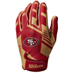 Wilson Guanto Da Football Ad Nfl Stretch Fit, Vestibilità Sicura E Presa Salda, In Tessuto Traspirante, Per Prestazioni Ottimali, Squadra: San Francisco 49Ers, Colore: Rosso/Oro, Taglia Adulto