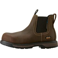 Women's Riveter Chelsea Waterproof Composite Toe Work Boots in Dark Brown, B Medium Width, Size 8.5, by Ariat