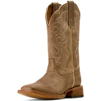 Women's County Lane Wide Square Toe Western Boots in Natural Tan, B Medium Width, Size 6.5, by Ariat