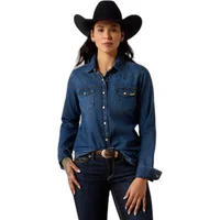 Women's Farriday Denim Shirt Long Sleeve in Stella, Size 2X-Large, by Ariat