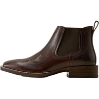 Men's Booker Chelsea Wide Square Toe Western Boots in Chocolate Chip Leather, D Medium Width, Size 9, by Ariat