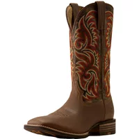 Men's Arrowrock Wide Square Toe Cowboy Boots in Bronzed Mocha Tobacco Tan Leather, Size: 8 D / Medium by Ariat