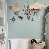 Muurdecoratie wereldkaart LosokaWood 3D Wzór 5