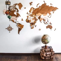 Muurdecoratie wereldkaart LosokaWood 3D Wzór 4