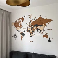 Muurdecoratie wereldkaart LosokaWood 3D Wzór 2