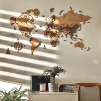 Muurdecoratie wereldkaart LosokaWood 3D Wzór 13