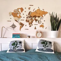 Muurdecoratie wereldkaart LosokaWood 3D Wzór 11