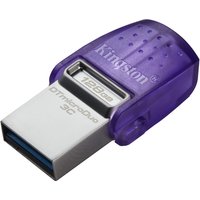 Kingston 128GB DataTraveler microDuo USB-C/A 3.2 Flash Drive - Purple - Up to 200MB/s Speeds
