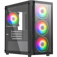 Vida Lucid Micro-ATX Tower Tempered Glass Gaming PC Case - Black