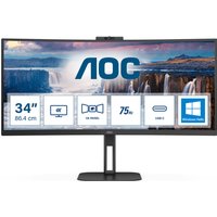 AOC CU34V5CW/BK 34" WQHD Curved Monitor, 1ms Response, Frameless Design