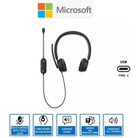 Microsoft Modern USB On-Ear Headset - Noise-Cancelling Mic, Stereo Audio, Inline Controls, Teams Certified