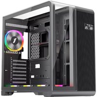 1st Player RT7 BK Mid Tower Case with RGB, Tempered Glass, LED Monitor, 4 Pre-installed RGB Fans - RT7-BK-3FS7R-1FS7
